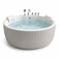 Baignoire balnéo ronde en acrylique blanc et gris avec jets hydromassants – Ø 180 x H 75 cm