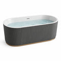 Baignoire îlot ovale en acrylique gris anthracite, blanc et doré, 170 x 80 x 58 cm