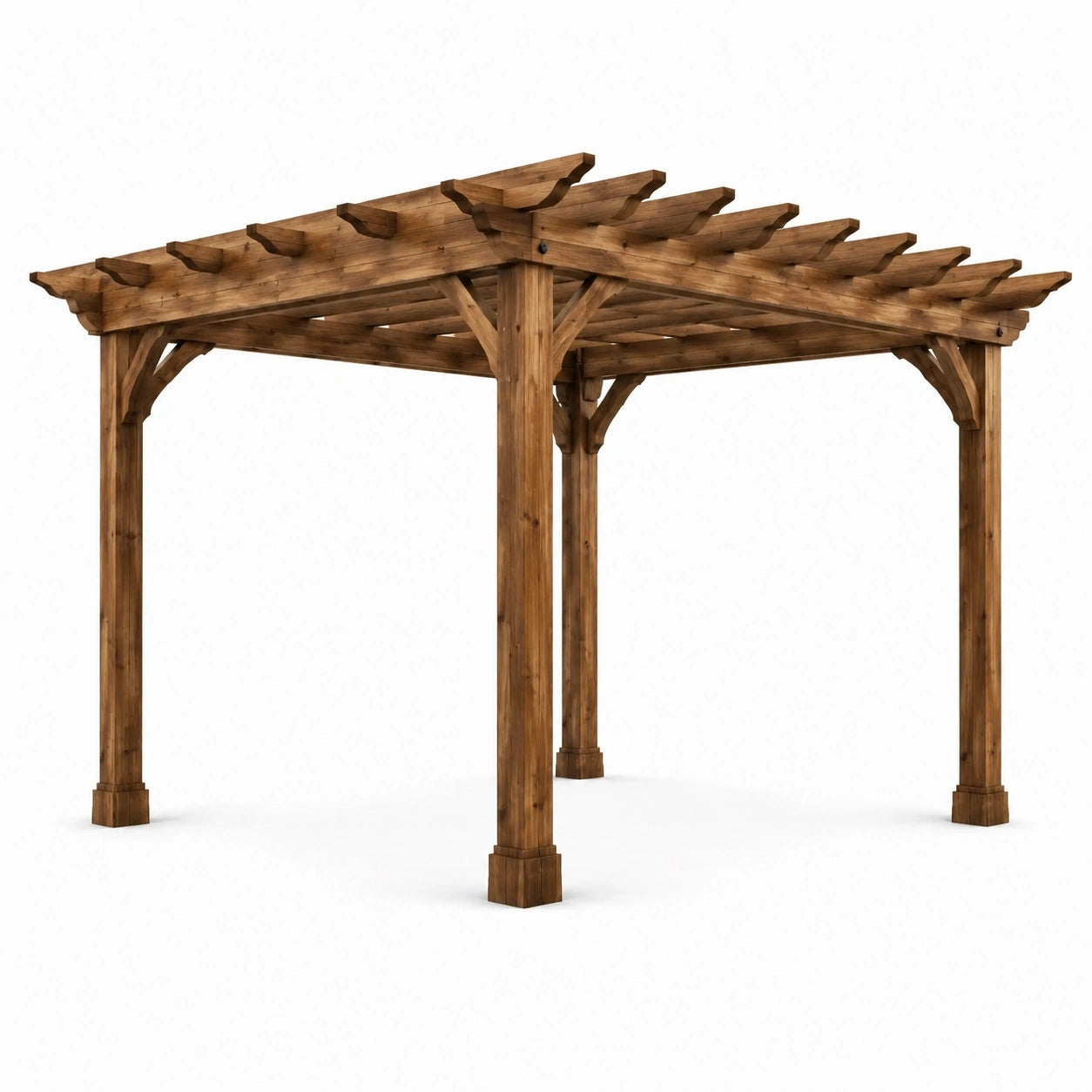 Pergola de jardin en bois massif marron avec toit ajouré, 300 x 300 x 250 cm