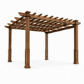 Pergola de jardin en bois marron avec toit ajouré, 366 x 305 x 244 cm