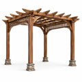 Pergola de jardin en bois brun et gris avec toit ajouré, 305 x 305 x 250 cm