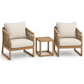 Ensemble extérieur 3 pièces, 2 fauteuils de 70 x 75 x 82 cm et table de 45 x 45 x 45 cm, beige et brun clair