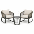 Ensemble extérieur 3 pièces beige, gris et anthracite, 2 fauteuils 68 x 72 x 78 cm et table ronde 50 x 48 cm