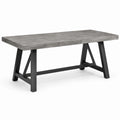 Table à manger rectangulaire 160 x 80 x 75 cm, plateau gris effet béton et pieds en acier noir, style industriel