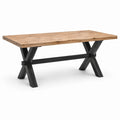 Table à manger 180 x 90 x 76 cm en bois marron naturel et métal noir