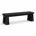 Banc d'intérieur en bois massif noir, style rustique, 160 x 40 x 45 cm