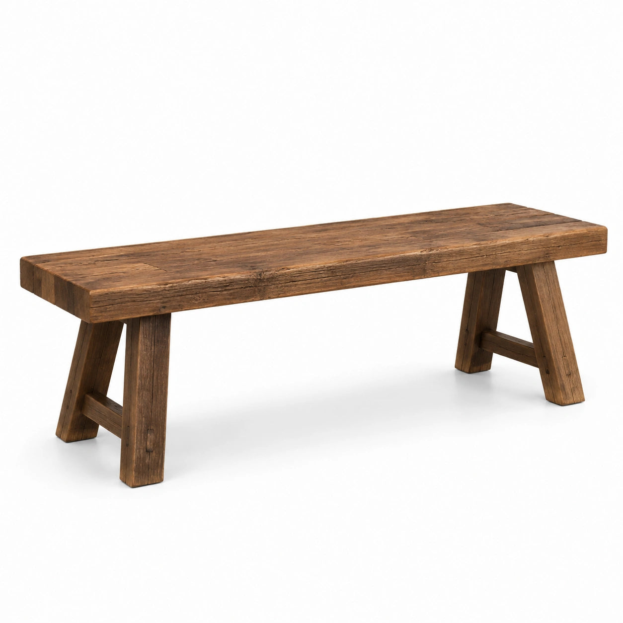 Banc rustique en bois marron, 160 x 40 x 45 cm