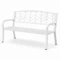 Banc de jardin en métal blanc 127 x 60 x 85 cm avec dossier à chevrons et accoudoirs