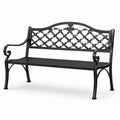 Banc de jardin en métal noir avec dossier ajouré, 127 x 60 x 85 cm