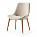Chaise rembourrée en tissu beige 55 x 60 x 84 cm avec pieds en bois brun et embouts dorés
