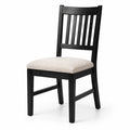 Chaise en bois noir avec assise rembourrée en tissu beige, 45 x 52 x 94 cm