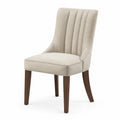 Chaise contemporaine rembourrée en tissu beige avec pieds en bois marron, 50 x 60 x 90 cm